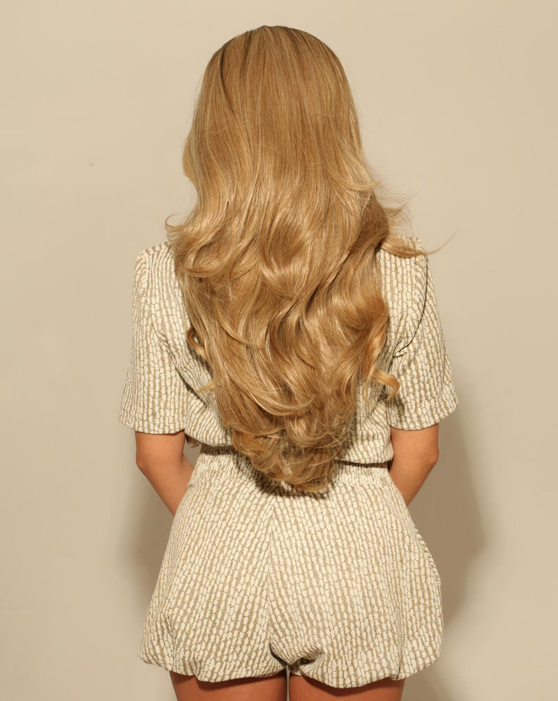 24 inch bouncy wave half head hair piece