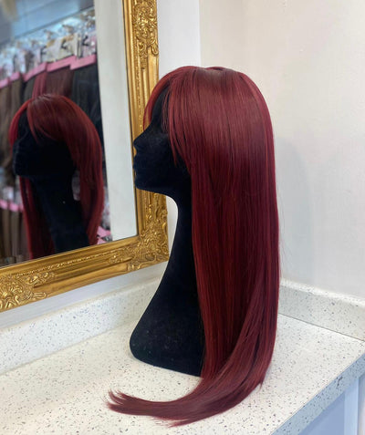 Red Synthetic striaght long 'Poison' Wig